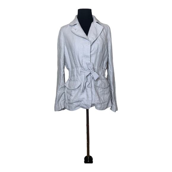 Talbots silver gray linen belted jacket size 4 - Picture 10 of 12